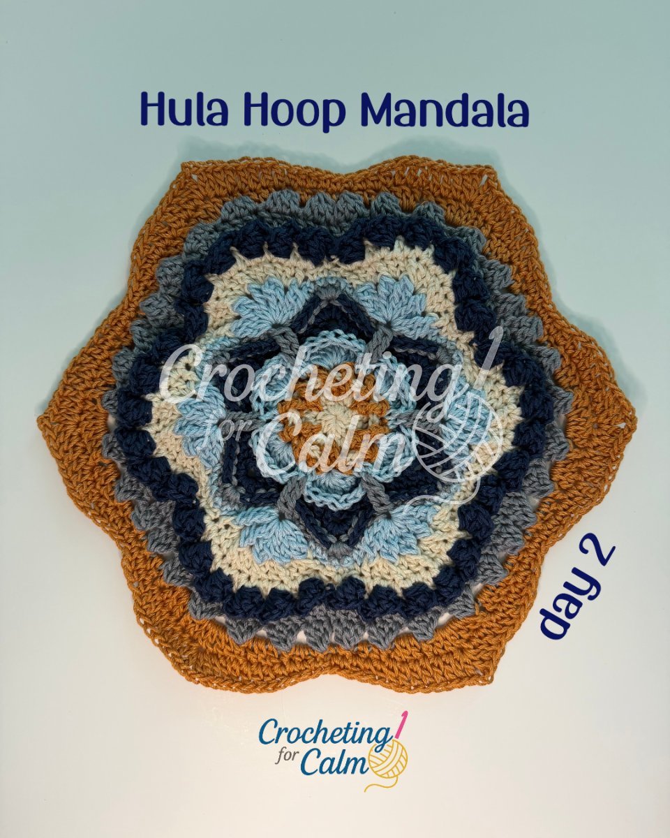 Making Waves (and Borders) 🌊 Day 2 Hula Hoop Crocheted Mandala