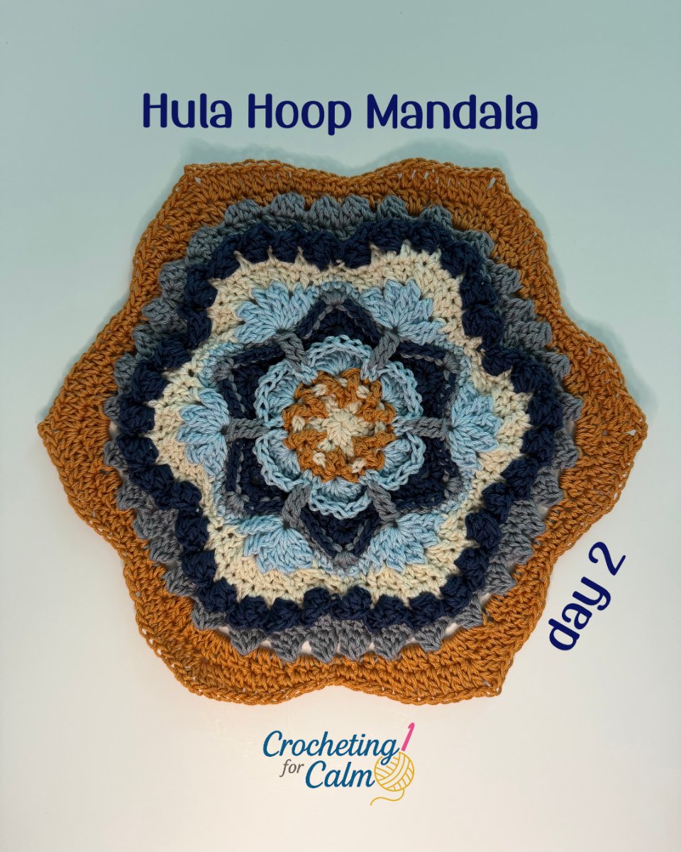 Making Waves (and Borders) 🌊 Day 2 Hula Hoop Crocheted Mandala