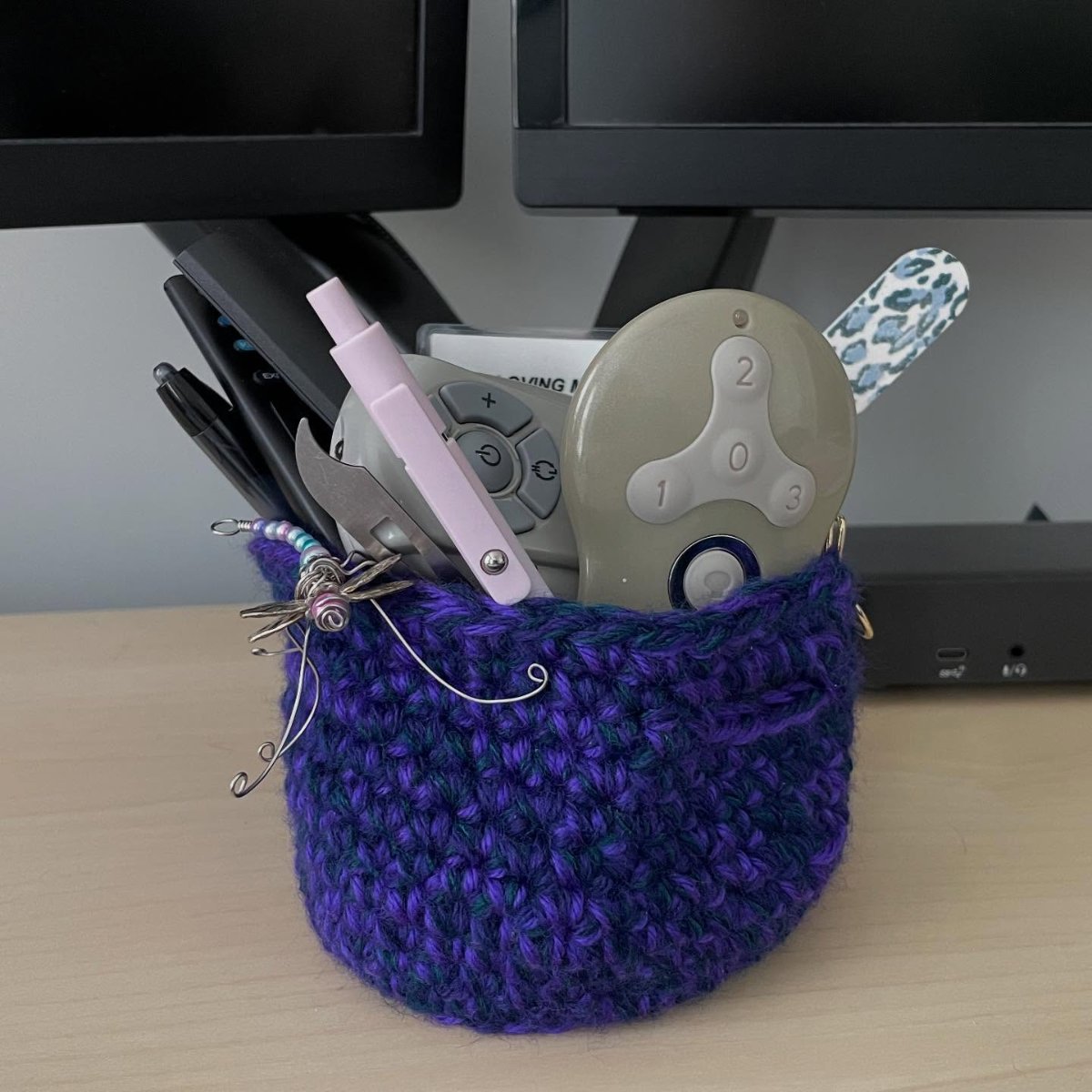 I made this cute little basket in my first week of crocheting after
