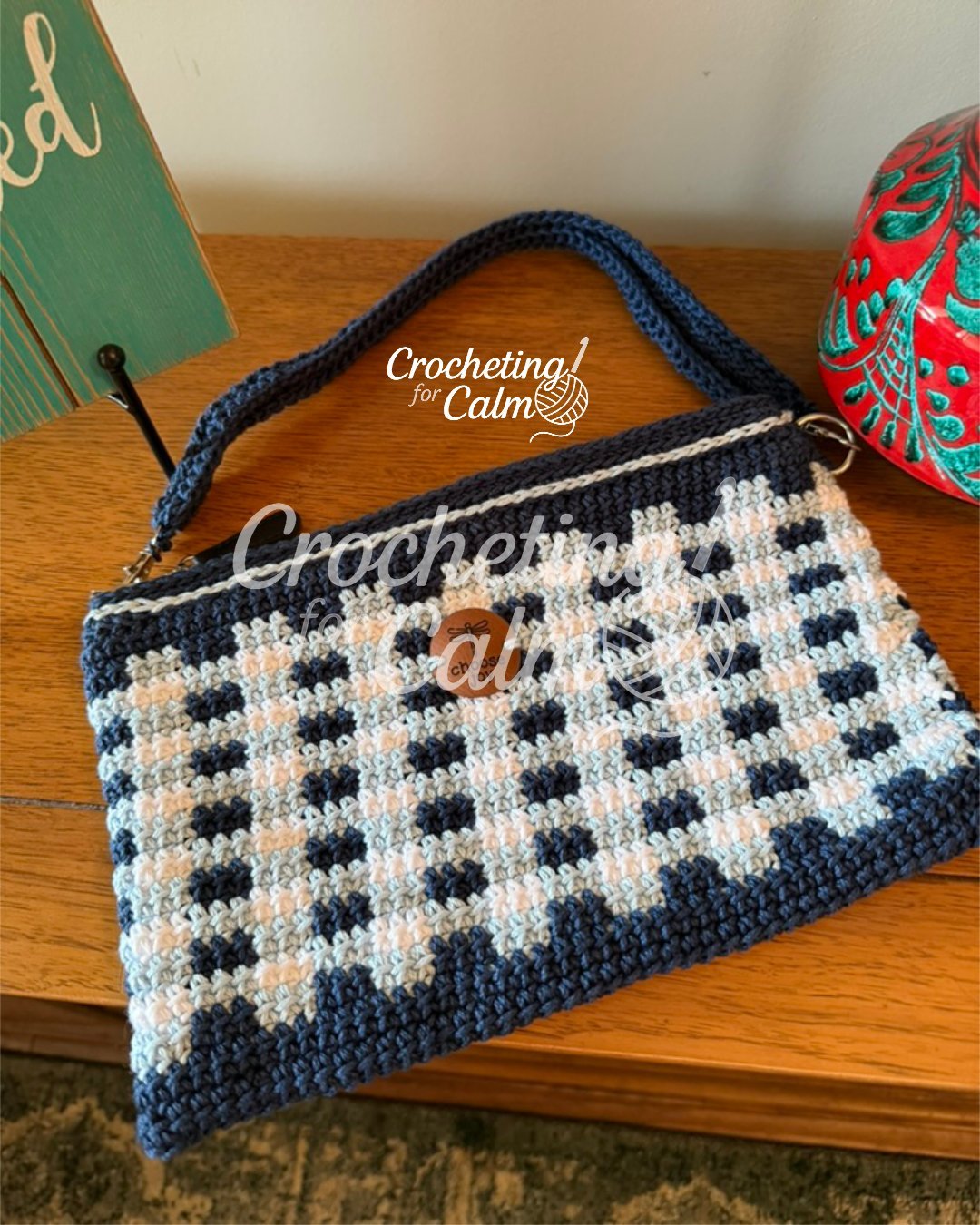 Navy Gingham Pouch