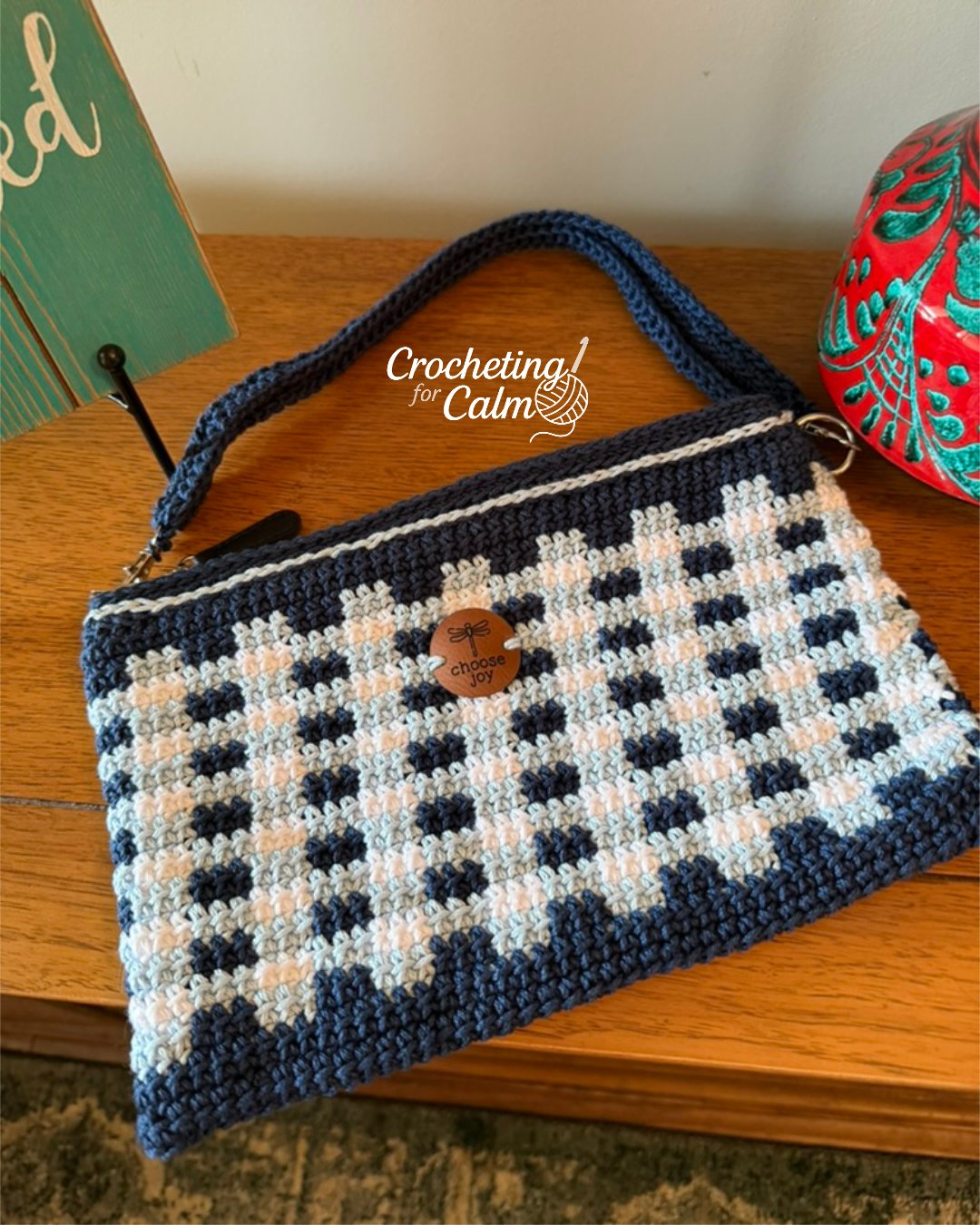 Navy Gingham Pouch
