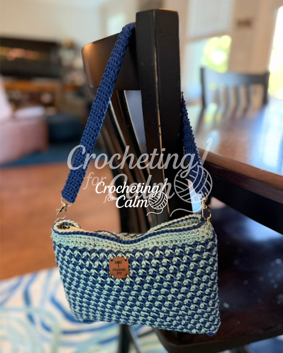 Teal & Blue Two Single Crochet Pouch