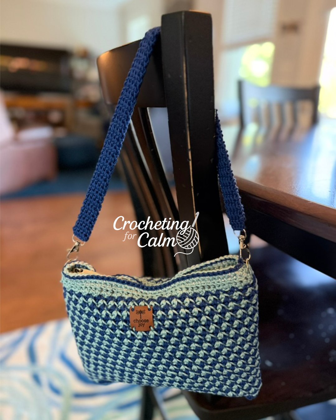 Teal & Blue Two Single Crochet Pouch