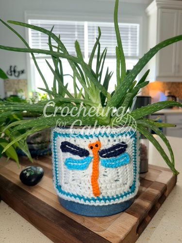 Dragonfly Granny Square Pot Cozy